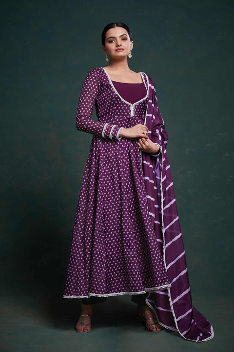 Purple Organza Dress with Charming Prints – Ready to Wear ClothsVilla Main image