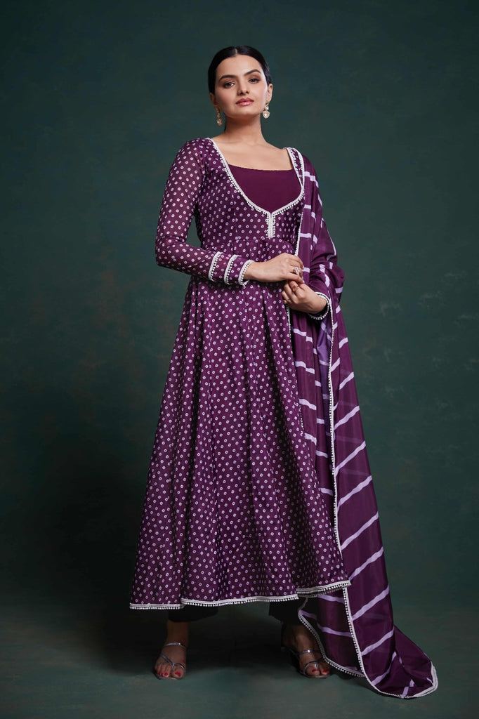 Purple Organza Dress with Charming Prints – Ready to Wear ClothsVilla