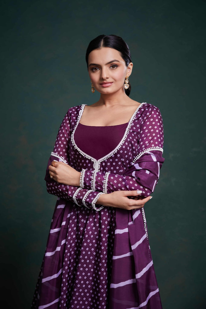 Purple Organza Dress with Charming Prints – Ready to Wear ClothsVilla