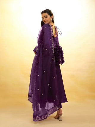 Purple Organza Dress with Intricate Embroidery – Ready to Wear ClothsVilla