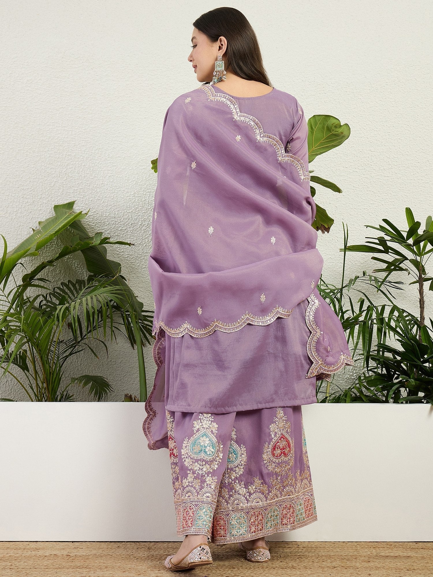 Purple Organza Embroidered Palazzo Set ClothsVilla