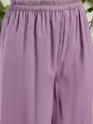 Purple Organza Embroidered Palazzo Set ClothsVilla