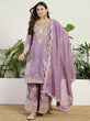 Load image into Gallery viewer, Purple Organza Embroidered Palazzo Set ClothsVilla