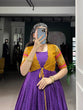 Load image into Gallery viewer, Purple Patola Print Tasar Chex Gown with Matching Koti – Stitched Ethnic Wear Set with Weaving Border &amp; Micro Cotton Lining ClothsVilla