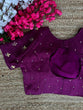 Load image into Gallery viewer, Purple Pearl-Embellished german silk Blouse with Handcrafted Golden Work ClothsVilla