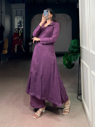 Purple Plain Top & Bottom Set ClothsVilla
