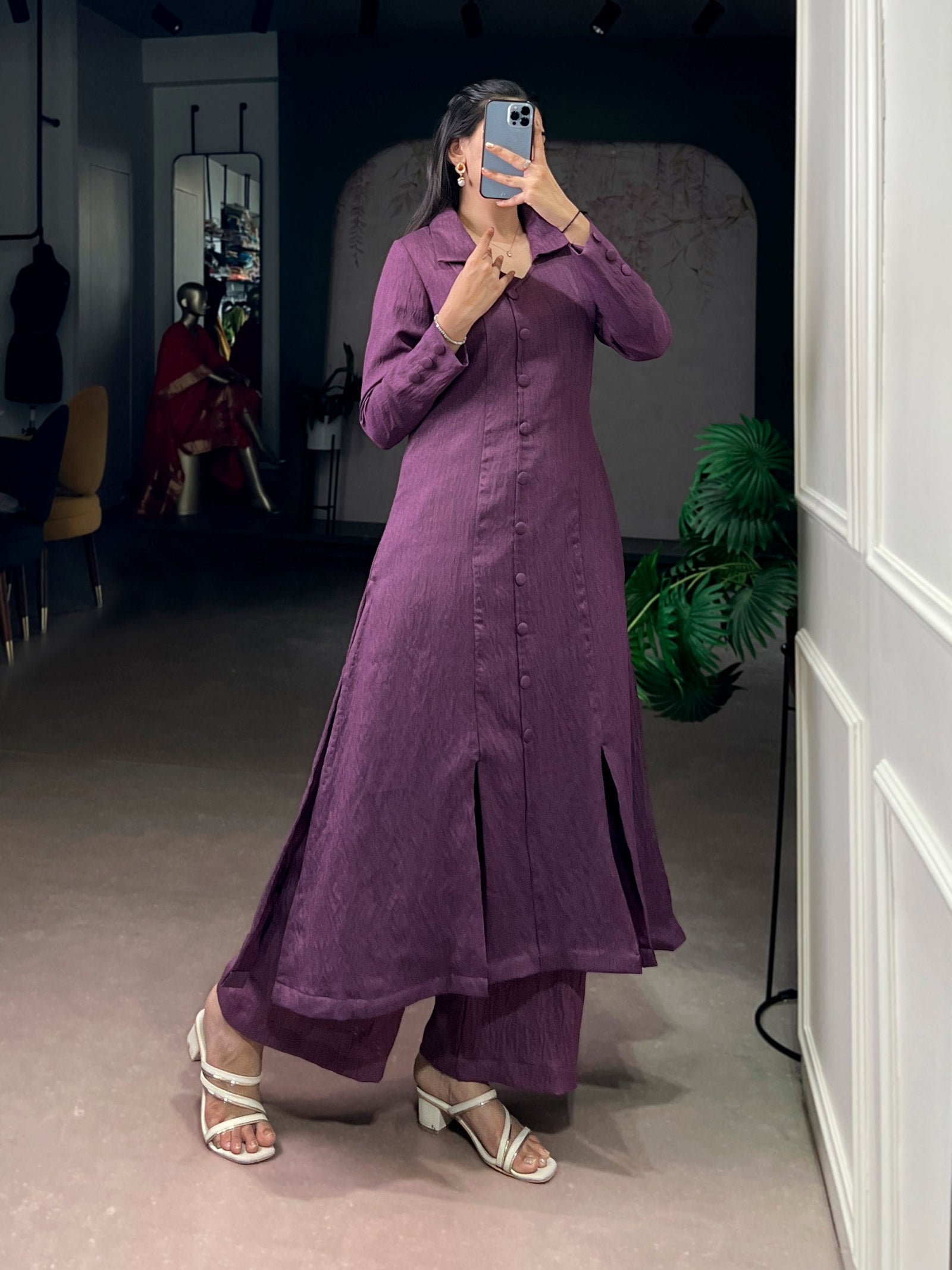 Purple Plain Top & Bottom Set ClothsVilla