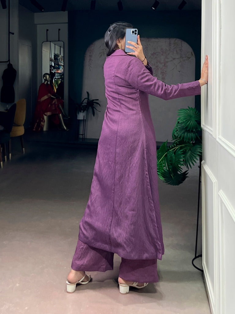 Purple Plain Top & Bottom Set ClothsVilla