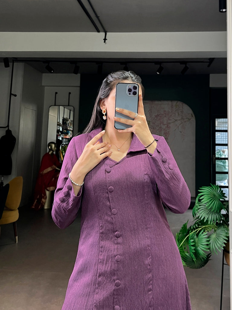 Purple Plain Top & Bottom Set ClothsVilla