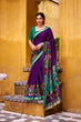 Load image into Gallery viewer, Purple Polyester Viscose Chanderi Saree with Kalamkari Print &amp; Zari Weaving ClothsVilla