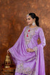 Load image into Gallery viewer, Purple Premium Designer Chinon Silk Party Wear Top, Plazzo &amp; Dupatta Set
