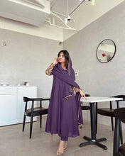 Load image into Gallery viewer, Purple Premium Designer Party Wear Anarkali Gown, Dupatta &amp; Bottom Set Clothsvilla