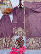 Load image into Gallery viewer, Purple Premium Designer Party Wear Twil Gold Net Top, Palazzo &amp; Dupatta Set Clothsvilla