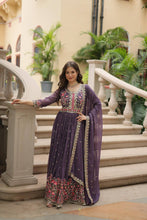 Load image into Gallery viewer, Purple Premium Designer Ready-to-Wear Top-Sharara-Dupatta Collection Clothsvilla