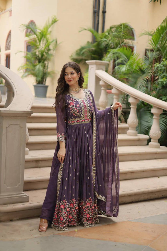 Purple Premium Designer Ready-to-Wear Top-Sharara-Dupatta Collection Clothsvilla