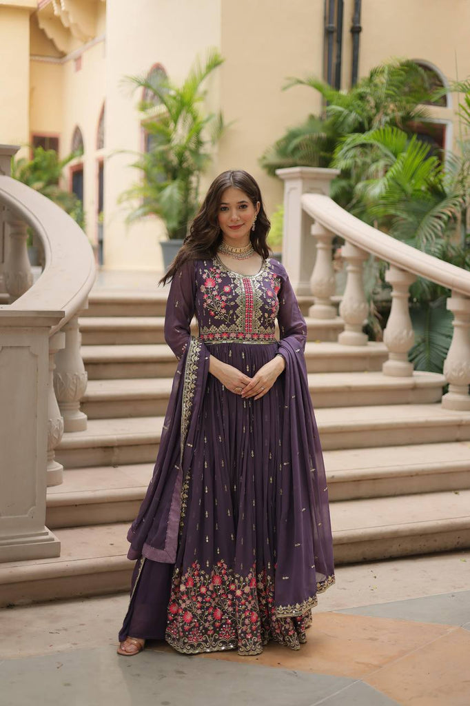 Purple Premium Designer Ready-to-Wear Top-Sharara-Dupatta Collection Clothsvilla