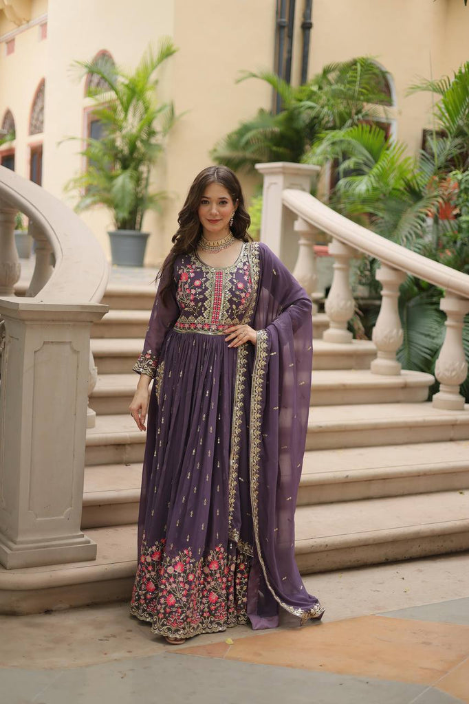 Purple Premium Designer Ready-to-Wear Top-Sharara-Dupatta Collection Clothsvilla