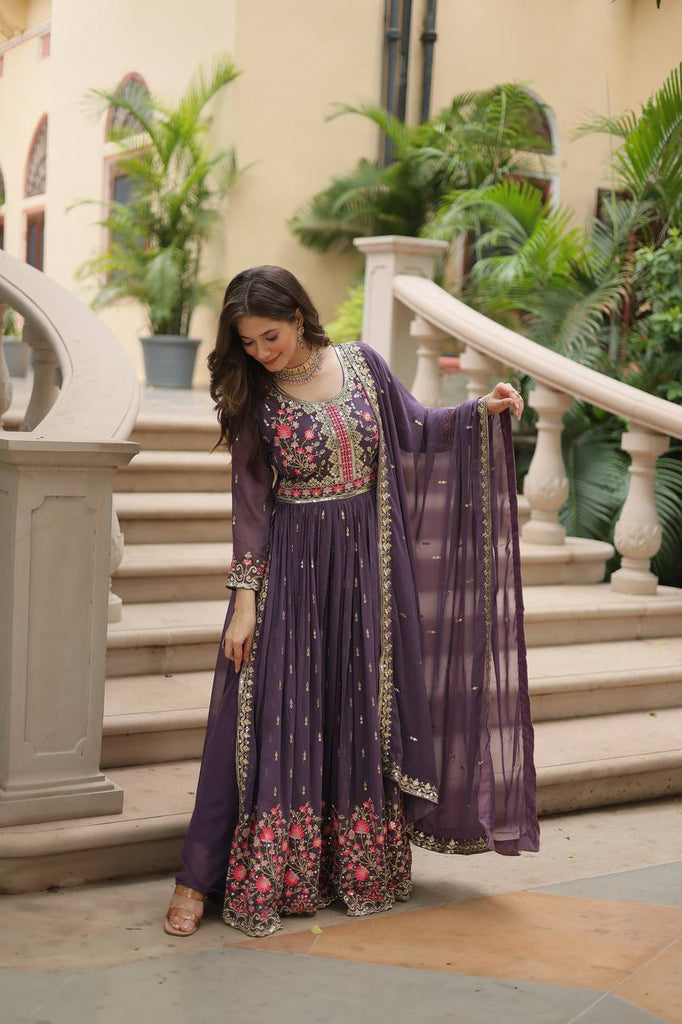 Purple Premium Designer Ready-to-Wear Top-Sharara-Dupatta Collection Clothsvilla