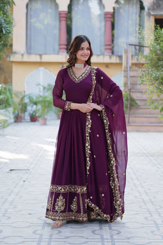 Purple Premium Designer Readymade Gown