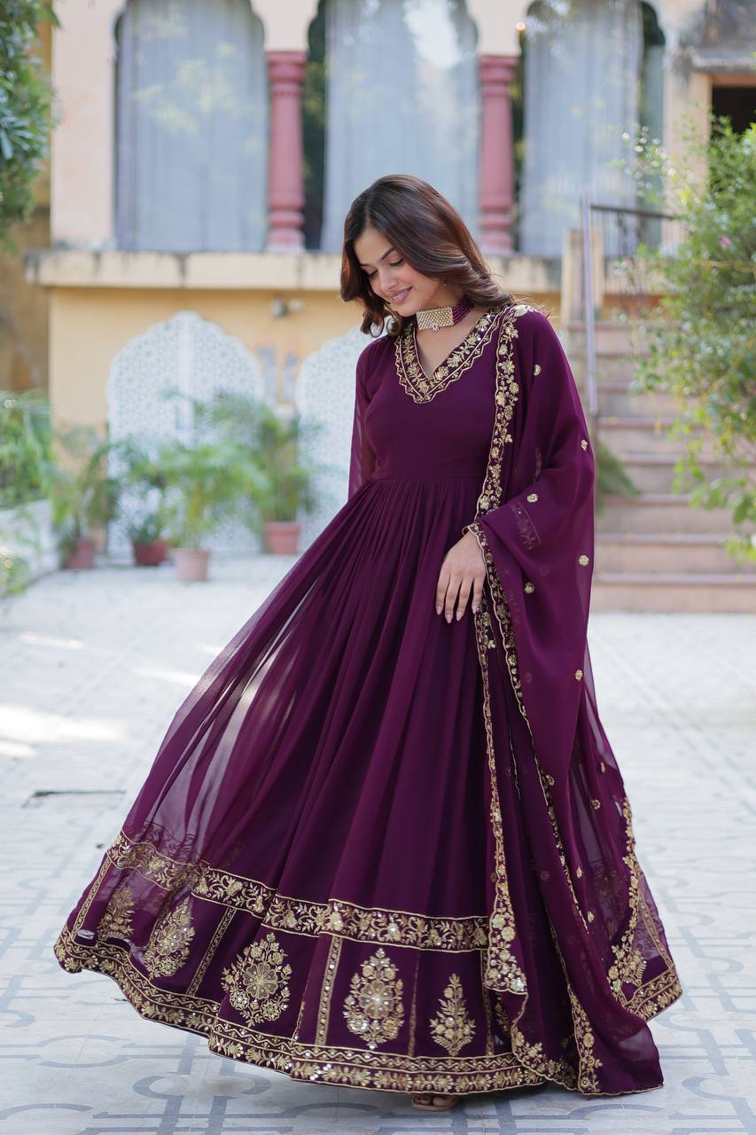 Purple Premium Designer Readymade Gown
