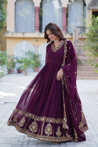 Purple Premium Designer Readymade Gown