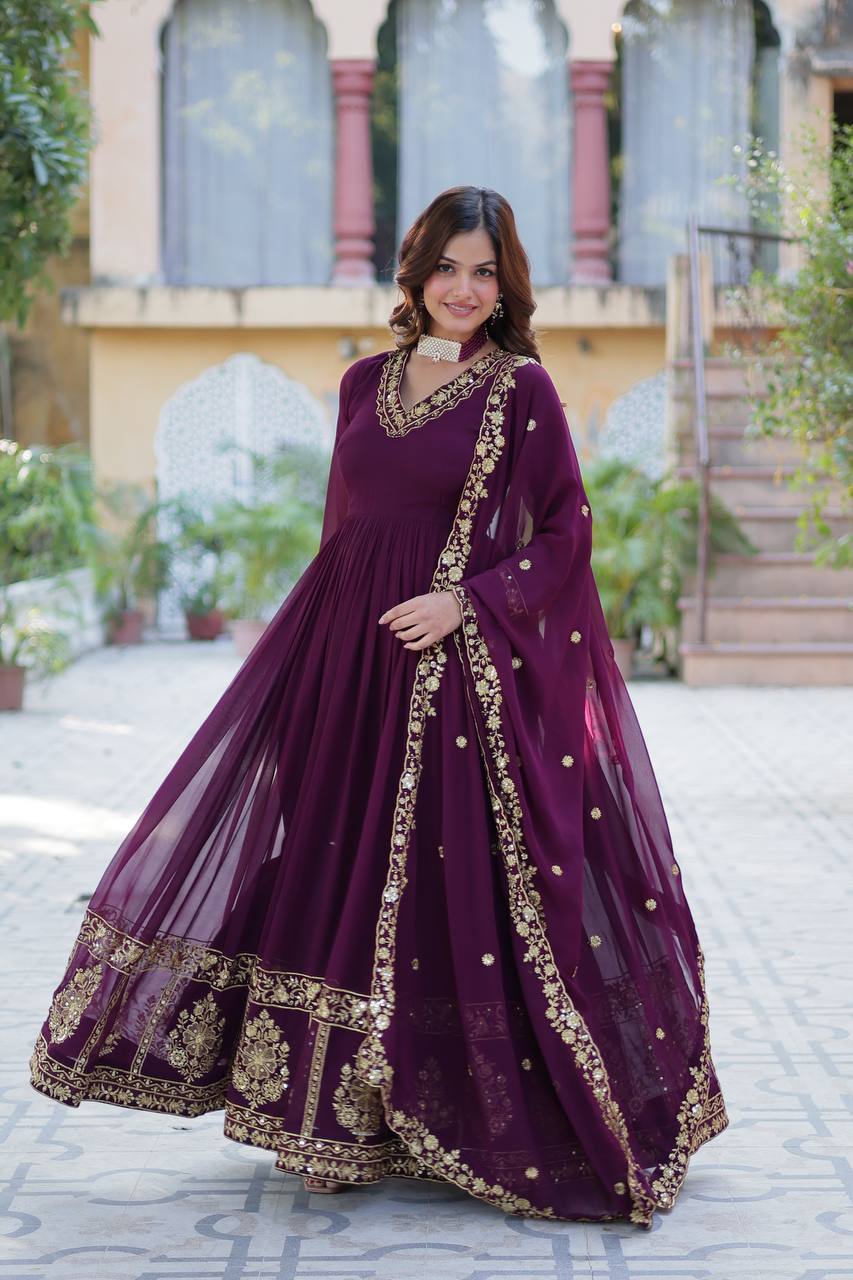 Purple Premium Designer Readymade Gown