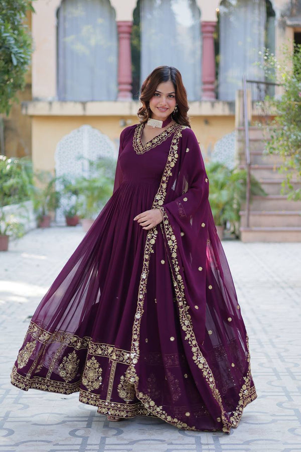 Purple Premium Designer Readymade Gown