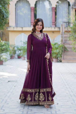 Purple Premium Designer Readymade Gown
