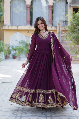 Purple Premium Designer Readymade Gown