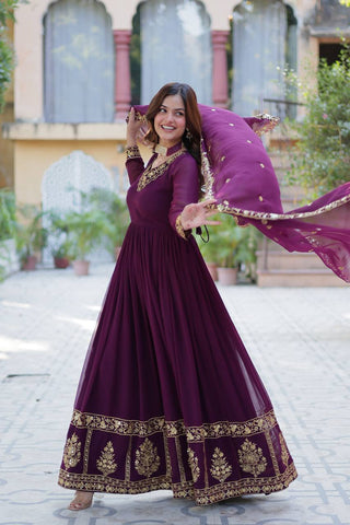 Purple Premium Designer Readymade Gown