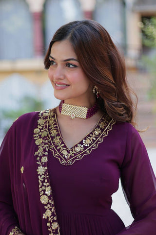 Purple Premium Designer Readymade Gown