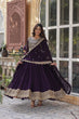 Load image into Gallery viewer, Purple Premium Designer Readymade Gown with Dupatta Collection Elegant Embroidered Faux Blooming Design Clothsvilla