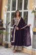 Load image into Gallery viewer, Purple Premium Designer Readymade Gown with Dupatta Collection Elegant Embroidered Faux Blooming Design Clothsvilla