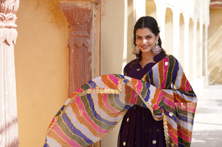 Purple Premium Designer Readymade Gown with Embroidered Zari & Sequins ClothsVilla