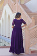 Load image into Gallery viewer, Purple Premium Faux Blooming Frill Gown with Sequins, Multithread &amp; Beads Embroidery ClothsVilla