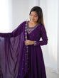 Load image into Gallery viewer, Purple Premium Soft Fox Georgette Fully Flared Anarkali Set with Dupatta &amp; Pant Clothsvilla