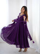 Load image into Gallery viewer, Purple Premium Soft Fox Georgette Fully Flared Anarkali Set with Dupatta &amp; Pant Clothsvilla