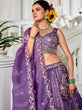 Load image into Gallery viewer, Purple Premium Tissue Fabric Semi-Stitched Lehenga Set with Sequins, Coding &amp; Thread Embroidery Work ClothsVilla