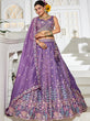 Load image into Gallery viewer, Purple Premium Tissue Fabric Semi-Stitched Lehenga Set with Sequins, Coding &amp; Thread Embroidery Work ClothsVilla