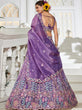 Load image into Gallery viewer, Purple Premium Tissue Fabric Semi-Stitched Lehenga Set with Sequins, Coding &amp; Thread Embroidery Work ClothsVilla