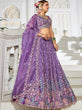 Load image into Gallery viewer, Purple Premium Tissue Fabric Semi-Stitched Lehenga Set with Sequins, Coding &amp; Thread Embroidery Work ClothsVilla