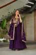 Load image into Gallery viewer, Purple Premium Vichitra Silk Gown with Sequins &amp; Zari Embroidery ClothsVilla