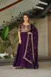 Load image into Gallery viewer, Purple Premium Vichitra Silk Gown with Sequins &amp; Zari Embroidery ClothsVilla