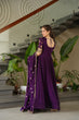 Load image into Gallery viewer, Purple Premium Vichitra Silk Gown with Sequins &amp; Zari Embroidery ClothsVilla