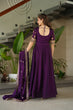 Load image into Gallery viewer, Purple Premium Vichitra Silk Gown with Sequins &amp; Zari Embroidery ClothsVilla
