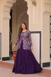 Load image into Gallery viewer, Purple Premium Vichitra Silk Lehenga Set with Jequard Blouse &amp; Hexagon Latkan Detailing ClothsVilla
