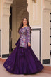 Load image into Gallery viewer, Purple Premium Vichitra Silk Lehenga Set with Jequard Blouse &amp; Hexagon Latkan Detailing ClothsVilla