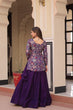 Load image into Gallery viewer, Purple Premium Vichitra Silk Lehenga Set with Jequard Blouse &amp; Hexagon Latkan Detailing ClothsVilla