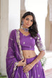 Load image into Gallery viewer, Purple Premium Vichitra Silk Sequins &amp; Zari Multi-Embroidered Lehenga Choli Set ClothsVilla