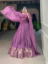 Load image into Gallery viewer, Purple Pure Chanderi Lehenga Choli Set with Zari Border &amp; Sequin Dupatta (Copy) ClothsVilla